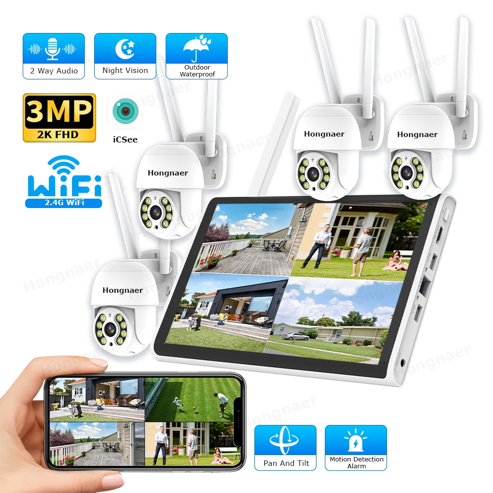Home Security Video Cameras - 2026 Hongnaer 3MP 4 Channel WiFi
