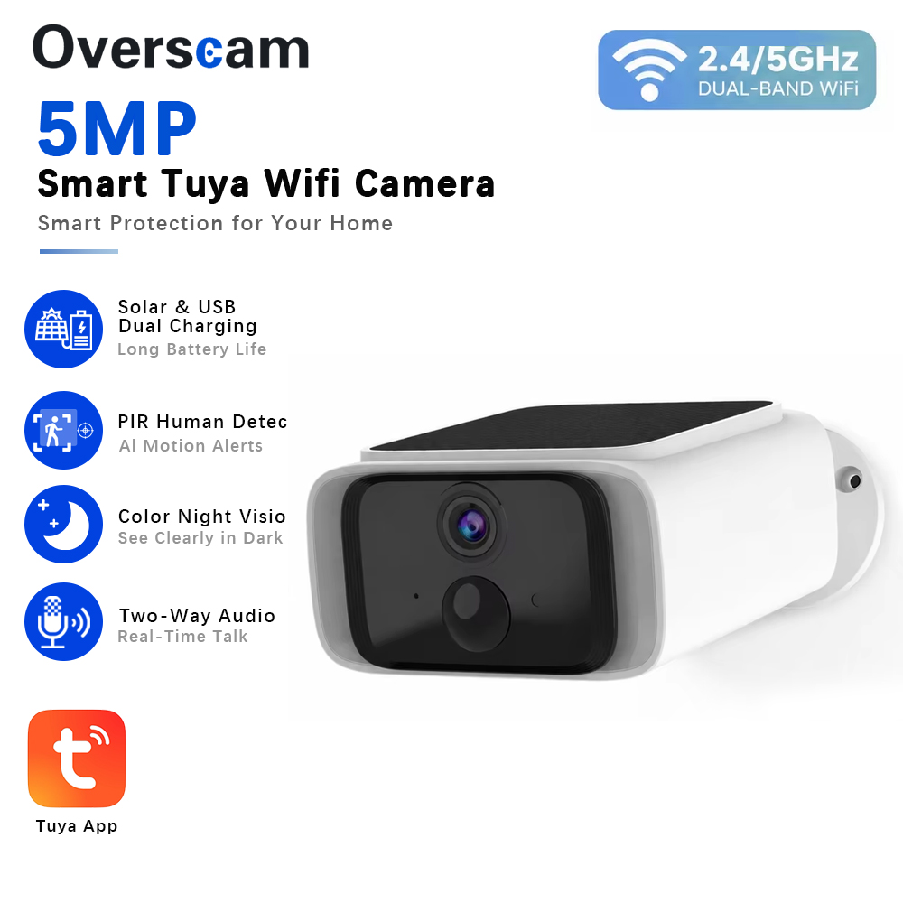 Home Security Video Cameras - Tuya 5MP Solar Security Camera Wireless
