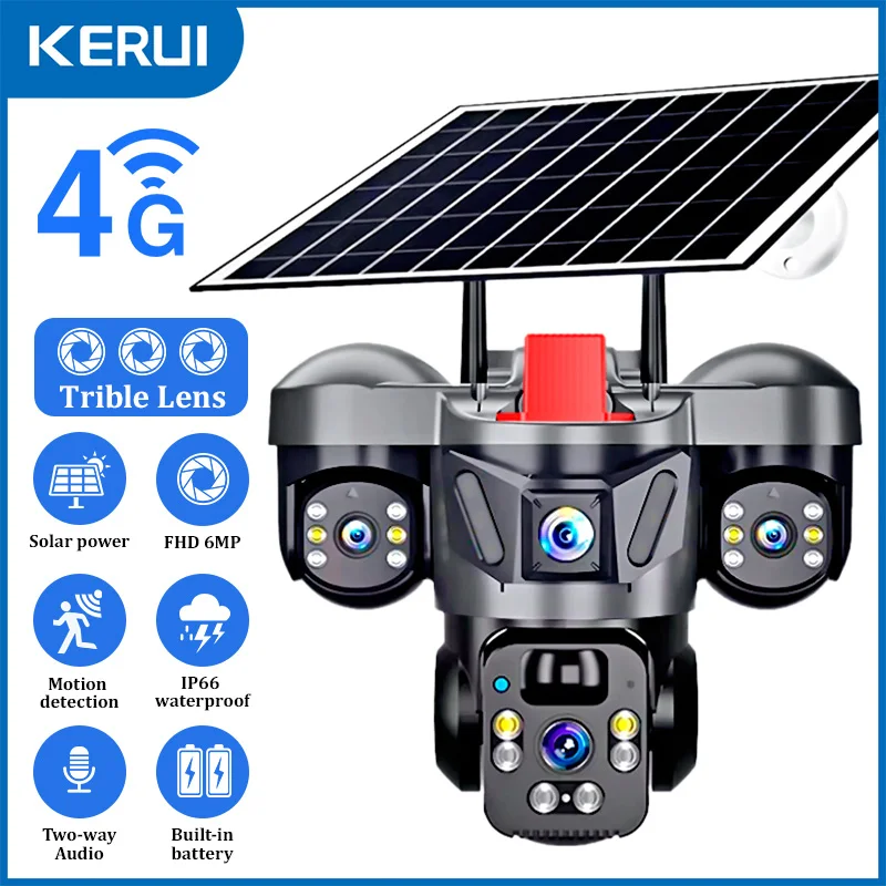 Home Security Video Cameras - KERUI Outdoor PTZ 6MP 4G SIM