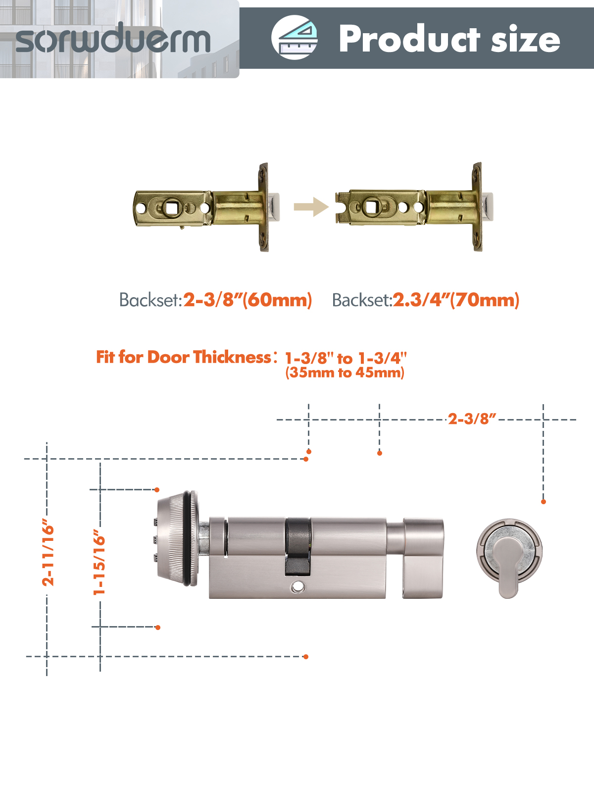 1 Zinc Alloy Indoor Door Lock  - огляд і ціна Home Security Key