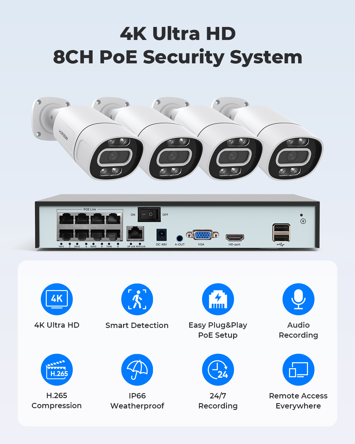 H.View 4K 5Mp 8Mp Poe CCTV Sec - огляд і ціна Home Security Deals